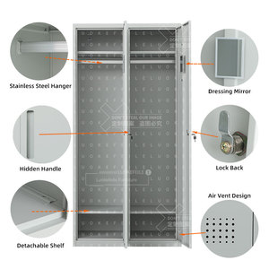 خزانة ملابس معدنية من الفولاذ ببابين للتخزين في المنزل وغرفة النوم والمكتب والمدرسة وصالة الألعاب الرياضية وورشة العمل - Product Image 3