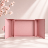 Boîte cadeau rigide magnétique personnalisée à double porte, imprimée de motifs floraux, emballage cosmétique, boîte de rangement pour bijoux
