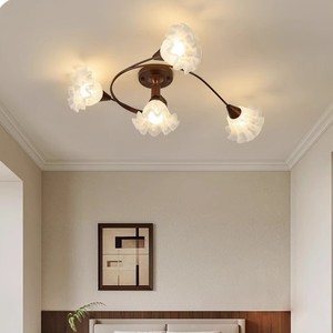 โคมไฟพัดลมเพดาน LED 110V หรูหราน้ำหนักเบาสำหรับห้องนอนร้านอาหารห้องนั่งเล่นสแกนดิเนเวียนดีไซน์ให้มองไม่เห็นการแปลงความถี่ - Product Image 4