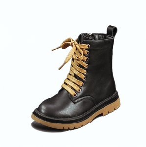 Nouvelles bottes en cuir pour enfants, garçons et filles, chaussures décontractées à lacets, chaussures d'étudiant, bottes à la mode pour bébés et enfants, bottes à la cheville pour l'automne - Product Image 1
