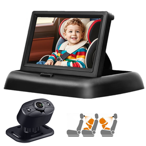 Xe màn hình bé 4.3-inch màn hình gấp với phía sau xem sao lưu máy ảnh bé Xe Màn Hình tầm nhìn ban đêm dễ dàng cài đặt tự làm - Product Image 1