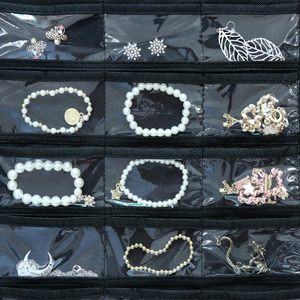 Organisateur de bijoux suspendu, 80 poches, noir, rectangulaire, pour femmes et filles, style moderne, tissu non tissé - Product Image 6