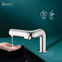 Robinet en laiton à capteur laser 2-en-1 mural, distributeur automatique de savon liquide et d'eau pour lavabo de salle de bain