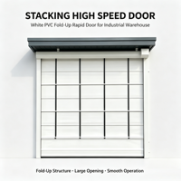 Porte rapide à ouverture large personnalisée, porte industrielle pliante motorisée en PVC avec fenêtres de vision transparentes