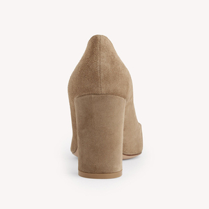 Zapatos de tacón alto de gamuza con punta para mujer, estilo court, tacón grueso, para oficina, venta al por mayor OEM - Product Image 4