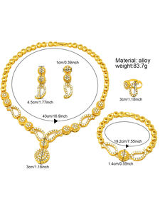 دبي الفاخرة النيجيري الزفاف القلائد الذهبية للنساء مجموعة مجوهرات الزفاف مجموعات مجوهرات الزفاف الهندي الطرف المجوهرات هدايا الخطوبة - Product Image 3