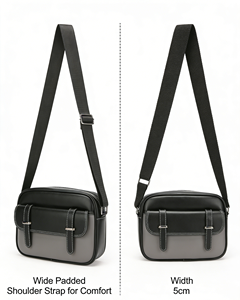 Bolso <span class=keywords><strong>Bandolera</strong></span> para <span class=keywords><strong>Hombre</strong></span> de Dos Tonos <span class=keywords><strong>con</strong></span> Bloques de Color, Bolso Cuadrado para Cámara de Cuero PU <span class=keywords><strong>con</strong></span> Correa Ajustable, Bolso de Hombro Casual Retro <span class=keywords><strong>con</strong></span> Logotipo Personalizado - Product Image 2