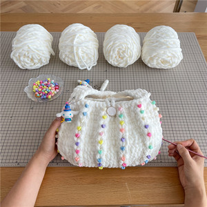 Women's DIY Handmade Bag Making Kit Acrylic Yarns Weaving Materials Blank Mesh Plastic Canvas Sheets Embroidery Cross Needlework