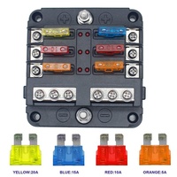 Panneau de distribution d'alimentation de démarrage de voiture en plastique à 6 voies avec boîte porte-fusible à lame 12-24V