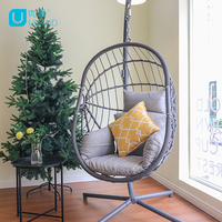 Uland mobilier d'extérieur jardin adulte suspendu oeuf balançoire chaise avec support en métal en osier rotin balançoire extérieure