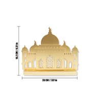 Ornement Islamique Cadeaux Ramadan Eid Mubarak Plaque en Bois Dorée Mate Décoration de Centre de Table Mosquée en Bois