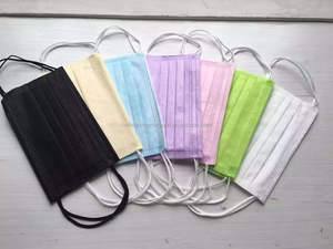 หน้ากากอนามัยทางการแพทย์ผ้าใยสังเคราะห์แบบใช้แล้วทิ้งสำหรับเด็กผู้ใหญ่ชุดหน้ากากแบนสีดำสีชมพู - Product Image 3