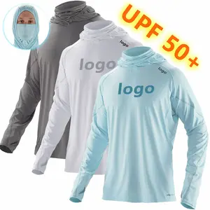 UPF 50-ropa de pesca de rendimiento personalizado para hombre, Jersey, ropa de pesca, Sudadera con capucha UV, camisa de pesca de manga larga con polaina de cuello