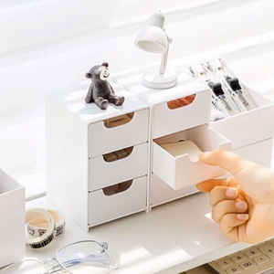 Desktop <b>Storage</b> <b>Drawers</b> <b>Plastic</b> Three Layer Stackable Freestanding Organizer For Desk Neatening Cosmetic Jewelry Makeup <b>Storage</b> - Product Image 2