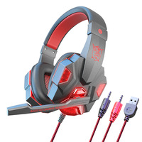 Casque de jeu filaire supra-auriculaire en cuir avec éclairage LED RGB, son surround et micro intégré – Expédition immédiate – Direct Usine