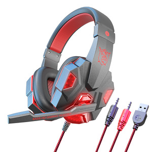 หูฟังครอบหูมีไฟ LED RGB แบบมีสายหูฟังสำหรับเล่นเกมเสียงรอบทิศทางไมโครโฟนในตัวส่งทันทีขนาดใหญ่ - Product Image 3
