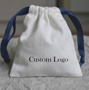 Custom Organic Twill Cotton Canvas <b>Drawstring</b> <b>Pouch</b> Eco-Friendly Gift Jewelry Packaging Dust Bag for Party Favors - Product Image 3