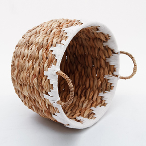 Tay Dệt Nước Lục Bình Cỏ Lưu Trữ Giỏ Tùy Chỉnh Xách Tay Mây Giỏ Với Tai Xử Lý Vòng Tròn Hình Dạng Cho Nhà Lưu Trữ - Product Image 5