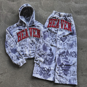 OEM Tùy Chỉnh 2-Mảnh Thiết Lập Tất Cả Dtg In Thời Trang Dạo Phố Thoáng Khí Sweatsuit Baggy Jogger Bộ Thêu Chenille Zip-up Áo Người Đàn Ông - Product Image 1