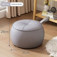 Taburete otomano redondo moderno 31cm diámetro 28cm altura Napa cuero grano superior PU cuero reposapiés puf para sala de estar sofá lateral