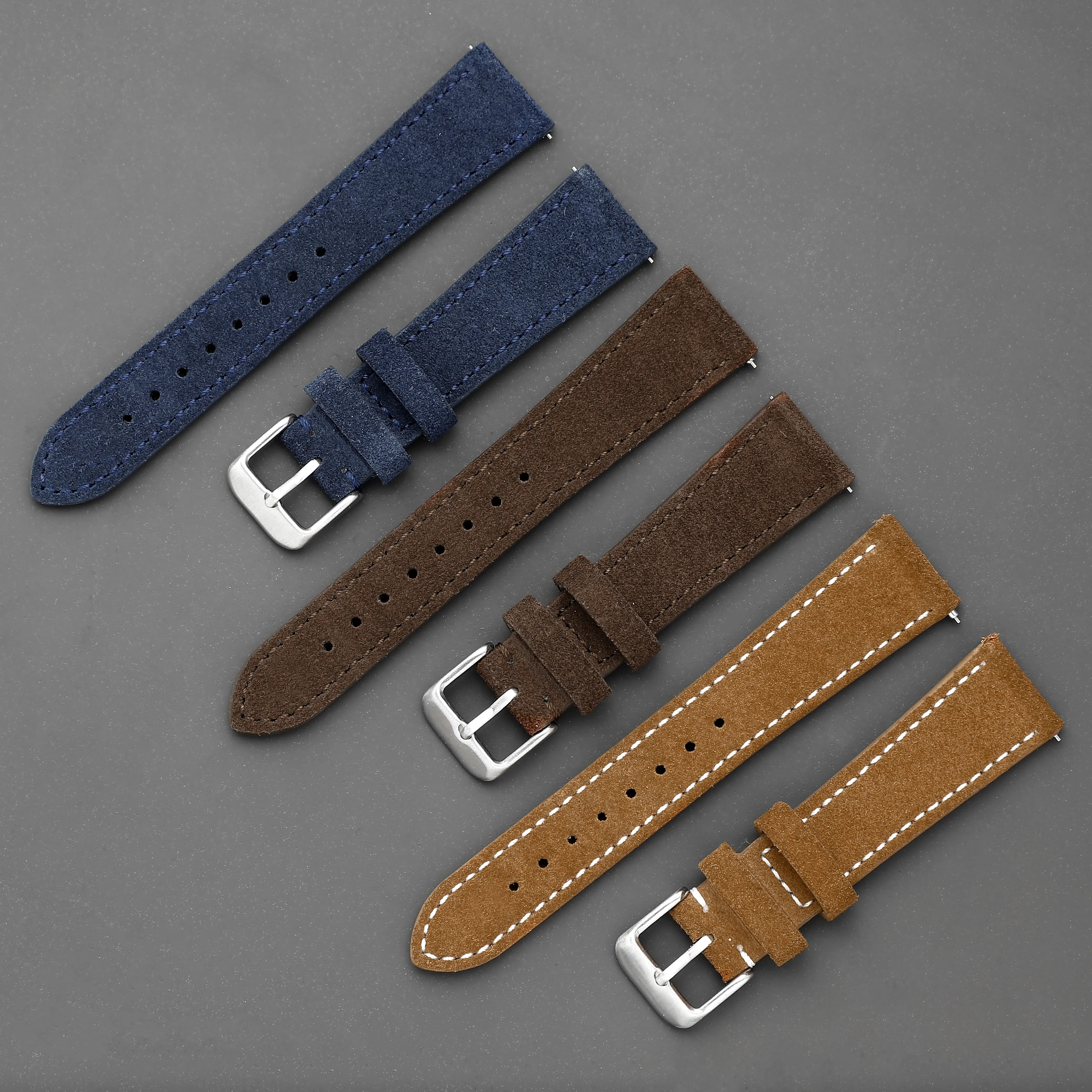 LAIHE Custom Quick Release Vintage Luxury Suede Wrist 20mm Watchband Calf Cow Leather Watch Straps Bands
