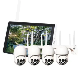 10 inç kablosuz açık gözetim 1080P kablosuz CCTV güvenlik kamera sistemi 4CH Wifi NVR kiti