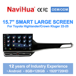Lecteur multimédia automobile Android NaviHua 15,7 pouces avec écran tactile pour Toyota Highlander Crown Kluger 2022-2025, montage sur tableau de bord noir - Product Image 1