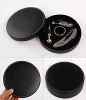 Coffret Cadeau Personnalisé 4 Pièces en Acier Inoxydable Style Chinois avec Tire-Bouchon, Décapsuleur et Anneau Verseur de Vin