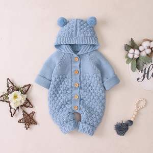 Newborn Infant Knit Onesie <b>Toddler</b> Long Sleeve Sweater Jumpsuit Cartoon Bear Winter Clothes Hot Sale Hooded Baby Romper - Product Image 5