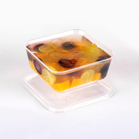 Vente en gros d'usine 200ml carré P.S. Boîte à dessert en plastique avec couvercle, gobelet à crème glacée, boîte à collation, bol à dessert transparent de qualité alimentaire