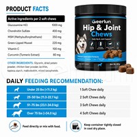 Complément alimentaire OEM en gros pour la mobilité et la flexibilité des animaux de compagnie, à base de glucosamine, chondroïtine et curcumine, pour les articulations des chiens, sous forme de friandises à mâcher souples
