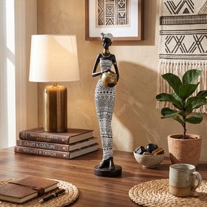 Statuetta in Resina Stile Africano, Scultura Geometrica di Donna Nera con Vaso, Decorazione per la Casa, Artigianato all'Ingrosso - Product Image 4