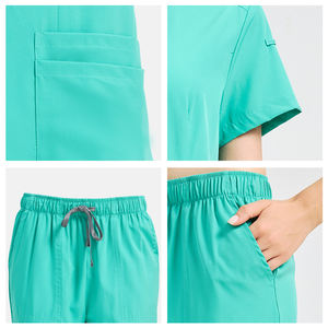 Stehkragen Reiß verschluss Doctor Nurse Scrubs Uniform Operations saal Einfarbiges OP-Kleid Damen Herren Peelings Top Pants Anzüge - Product Image 6