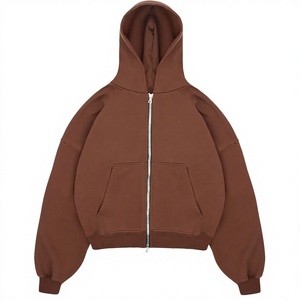 เสื้อฮู้ดโอเวอร์ไซส์ผู้ชาย สีพื้น ซิปหน้า สไตล์ลำลอง ผ้าเฟรนช์เทอร์รี่ 100% คอตตอน สำหรับใส่ในฤดูใบไม้ร่วง - Product Image 1