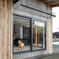 Porte coulissante moderne en alliage d'aluminium, double vitrage, verre trempé, pour patio, balcon, porte extérieure de villa