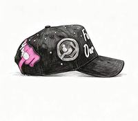Casquettes Sportives 5 Panneaux Barbas 31 en Gros – Chapeaux à Large Bord Noirs en Polyester/Coton G5 – Casquettes Originales avec Logo Brodé de Perles