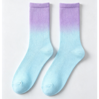 Chaussettes en coton tricotées personnalisées avec logo, teintes par immersion, respirantes, durables, colorées, de haute qualité, pour femmes et hommes, usage quotidien