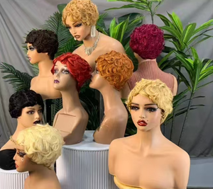 Promotion $9 Loose Short Bob <b>Wigs</b> Natural Human Hair Machine Non <b>Lace</b> <b>Wigs</b> Short Pixie Cut F561 Hot Selling Wholesale - Product Image 1