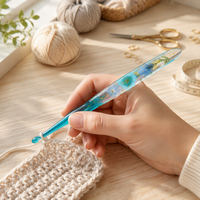 Crochets à fil imprimé avec pointes en résine colorées, aiguilles à tricoter pour pulls, crochets de bricolage faits à la main pour le tissage artisanal et la broderie