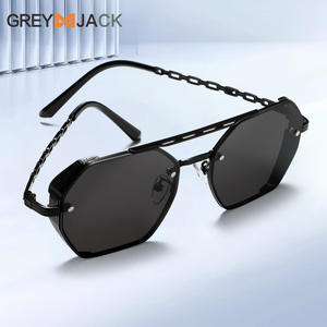 Gafas de Sol Metálicas para Mujer Greyjack, Montura Negra, Lentes de PC con Protección UV400 Tipo 3, Diseño de Doble Puente, a la Moda - Product Image 1