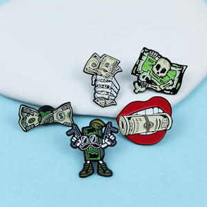 Cartoon Schädel Dollar Bill Brosche Kreative Nische Stil Mund essen Geld Schädel Emaille Anstecknadel - Product Image 2