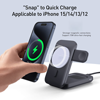 Station de charge sans fil pliable 15W 3 en 1 pour le bureau, les voyages et la maison