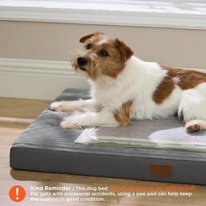 Lits pour chiens en velours, grande taille - Lits orthopédiques pour animaux <span class=keywords><strong>de</strong></span> compagnie avec housse amovible lavable en machine, matelas en mousse alvéolée pour chiots - Product Image 2