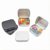 Boîte en fer blanc personnalisée rectangulaire mini blanche et noire pour savon à sourcils, bonbons à la menthe, chewing-gum, emballage alimentaire, avec charnière, qualité alimentaire, OEM