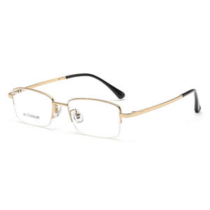 Suministro directo de fábrica Gafas de medio marco de negocios para hombres Marco de titanio 98356 Chapado en IP versátil Gafas <span class=keywords><strong>maduras</strong></span> simples Diamante - Product Image 2