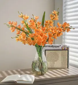Producto más vendido, flores artificiales de Phalaenopsis, flores de Orquídea, plantas de tallo largo para la decoración de la boda del hogar