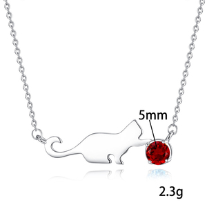 Collier en argent 925 style coréen, anti-ternissement, avec pendentif chat mignon, griffes serties, pierre naturelle 5mm, cadeau d'anniversaire pour petite amie - Product Image 6