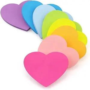 Kalp şekli yapışkan notlar 8 renk parlak renkli yapışkan ped 75 yaprak/ped kendinden yapışkanlı not pedleri
