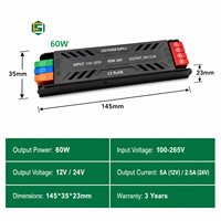 Suplai Daya LED Ultra Tipis 100-265V ke 24V 12V Transformator LED Strip CV untuk Lampu Linear Papan Reklame Bercahaya
