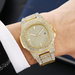 Montre Hip Hop G2163 avec Diamants, Montre à Quartz pour Hommes, Bracelet en Acier Étoilé, Calendrier, Montre à Quartz Entièrement Sertie de Diamants - Product Image 2